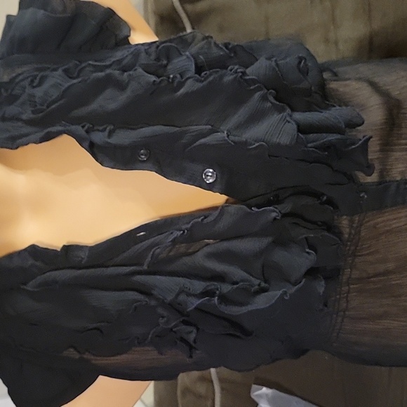 Miley Cyrus Max Azria Sheer Ruffled Blouse - Picture 2 of 4